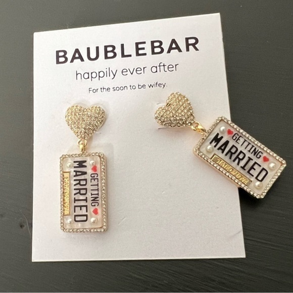 Baublebar ‘Happily Ever After’ Getting Married Drop Earrings NWT - Picture 2 of 3